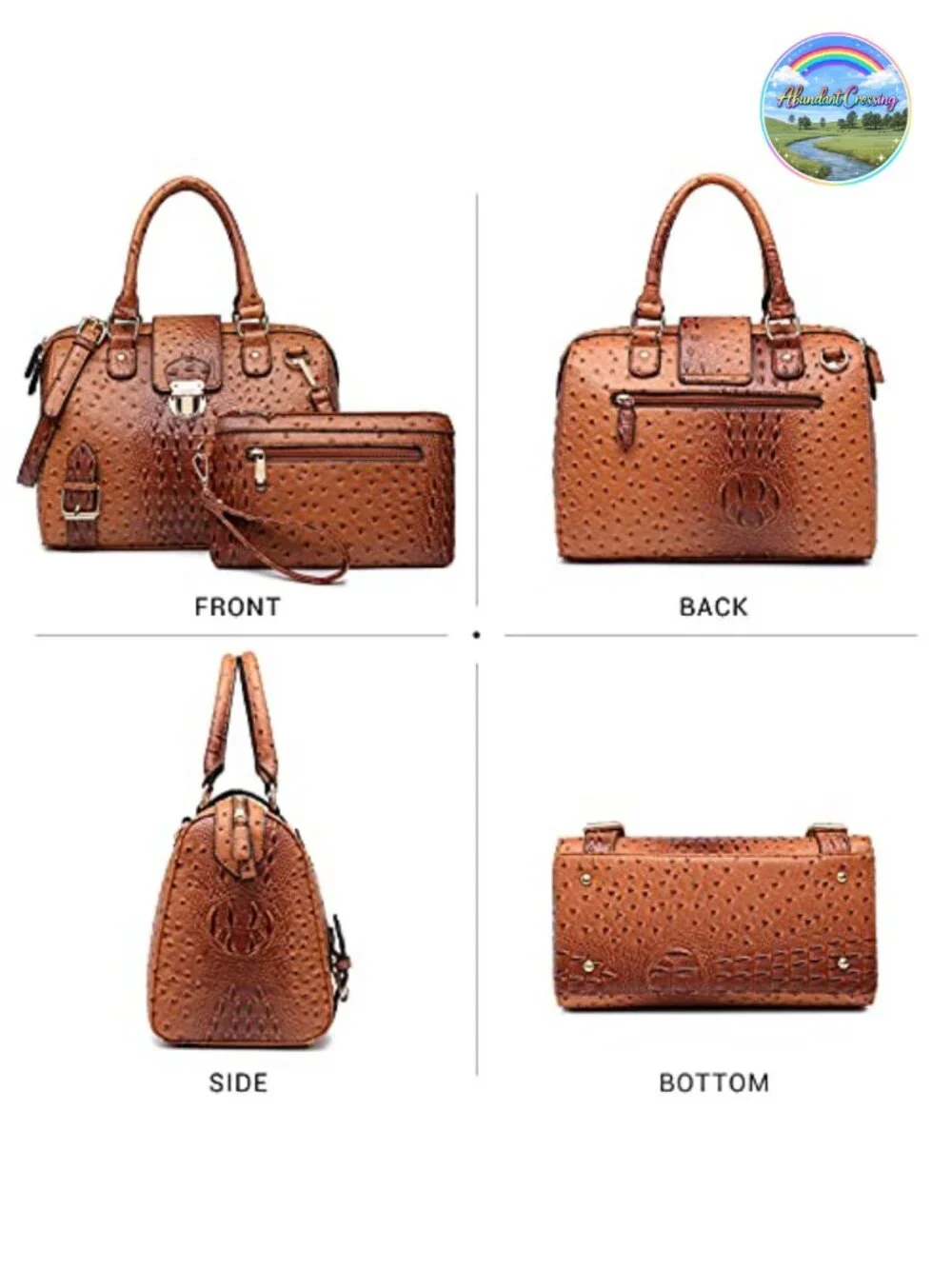 Vegan Leather Satchel Purse Work Tote Top Handle Handbag